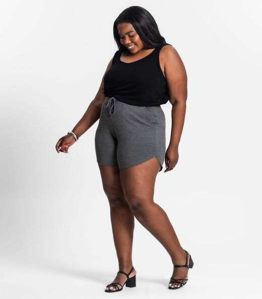 Shorts Feminino Plus Size Secret Glam Cinza