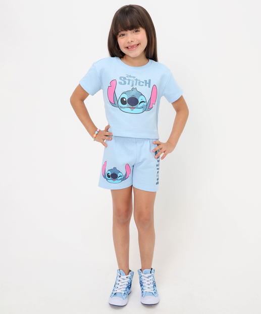 Conjunto Infantil Moletinho Stitch Tam 04 a 10 Azul
