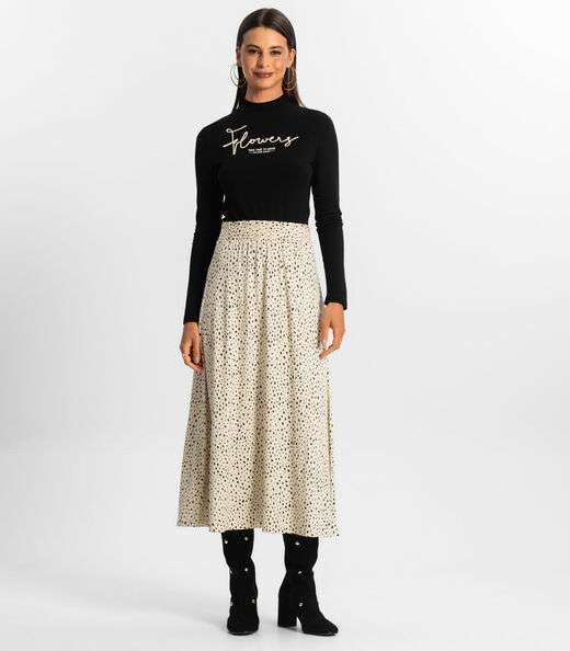 Saia Midi Feminina Rovitex Bege