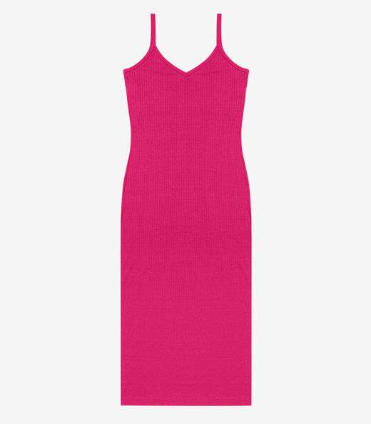Vestido Midi em Ribana Canelada Rovitex Rosa