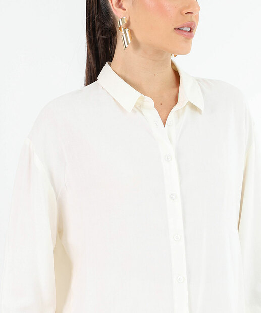 Camisa Feminina Viscose Manga Longa Marisa Off White
