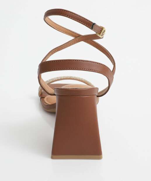 Sandália Feminina Salto Grosso Vizzano Caramelo