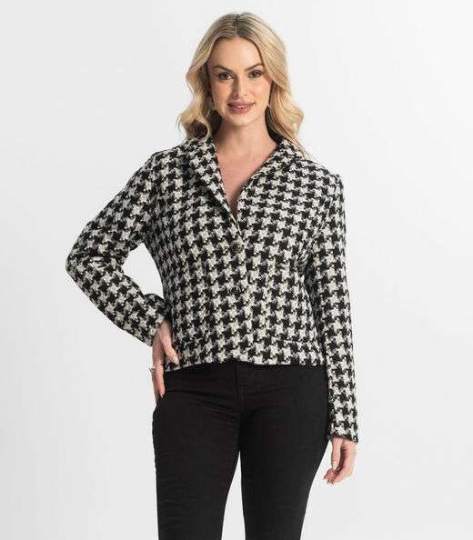 Image_Casaco Feminino Tweed Com Botões Giada Preto