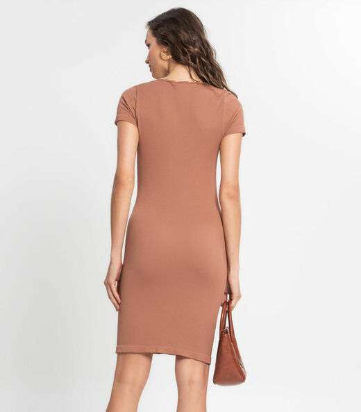 Vestido Canelado Feminino Endless Marrom