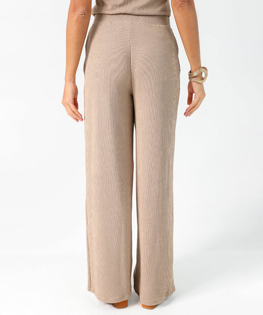 Calça Pantalona Feminina Textura Marisa Marrom