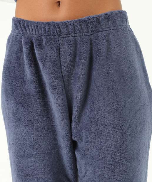 Pijama Feminino Plush Manga Longa Recorte Marisa