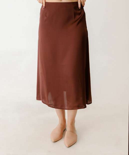 Saia Midi Feminina Cetim Marisa