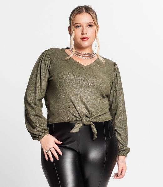 Image_Blusa Manga Longa Em Ribana Canelada Secret Glam Verde