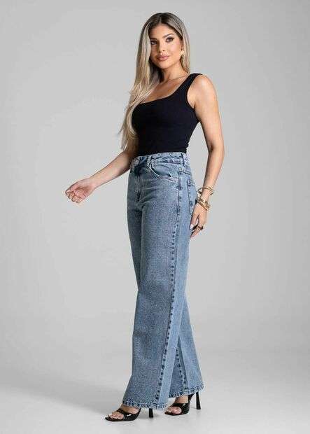 Calça Jeans Sawary Wide Leg Petit - 282569