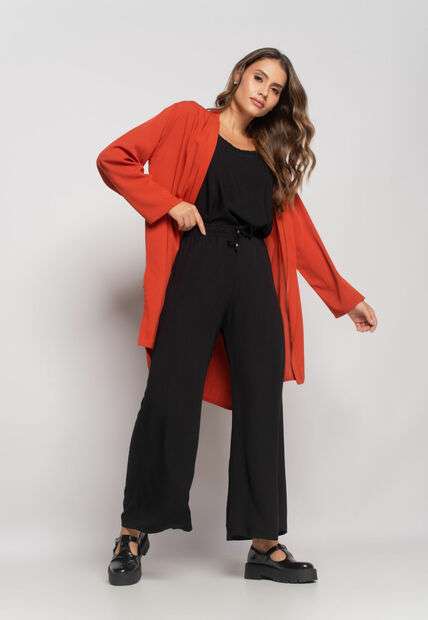 Kimono Manga Longa Viscolinho Telha Salvatore Fashion