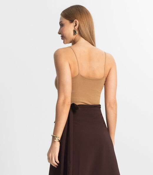 Blusa Feminina De Alça Poliamida Style Box Marrom