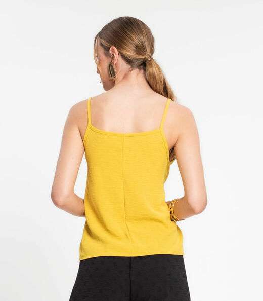 Blusa De Alça Regulável Em Air Flow Poá Rovitex Amarelo