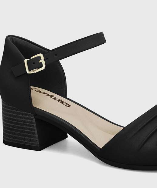 Sandália Feminina Salto Grosso Comfortflex Preto