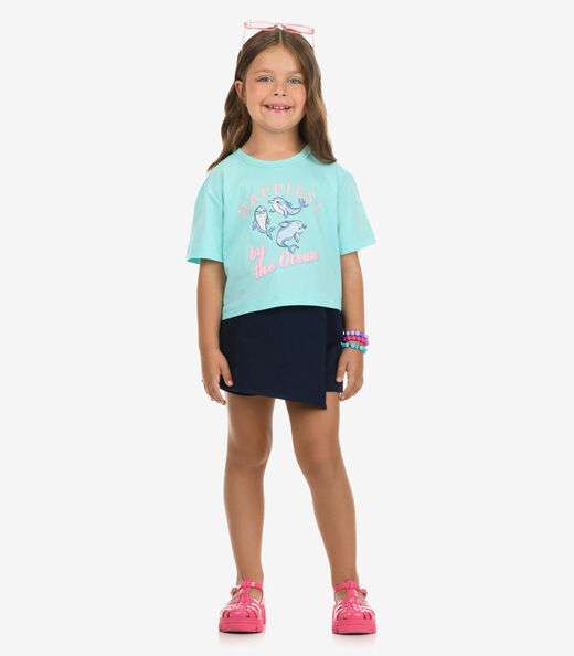 Conjunto Blusa com Shorts Menina Rovi Kids Azul