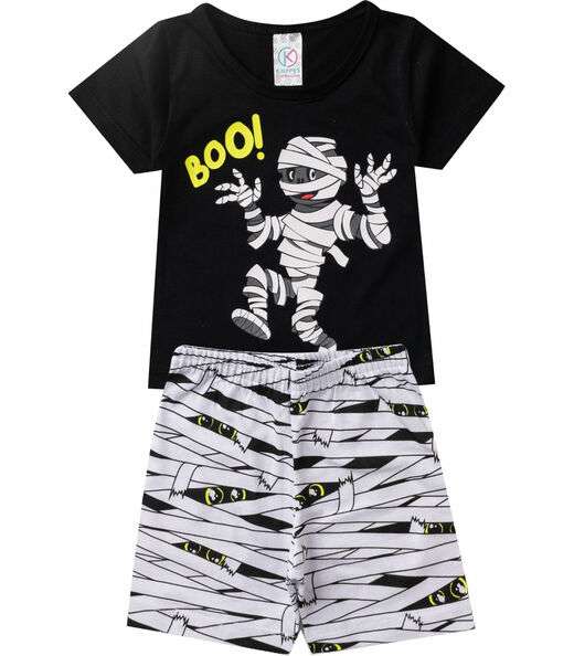 Pijama Verão Infantil Masculino Kappes Preto