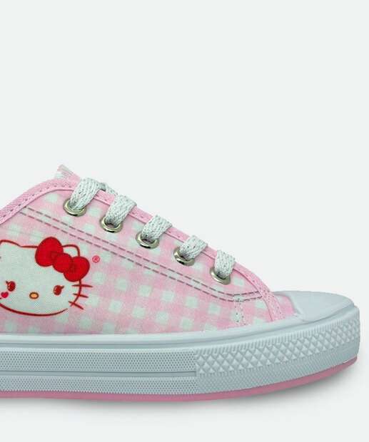 Tênis Infantil Xadrez Hello Kitty Rosa