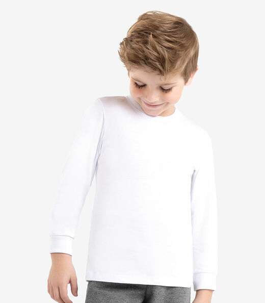 Camiseta Manga Longa Básica Rovitex Kids Branco