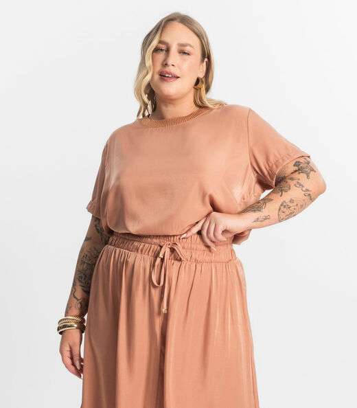 Image_Blusa Acetinada Plus Size Secret Glam Marrom