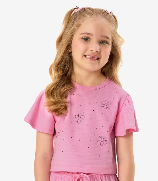 Conjunto Blusa Com Shorts Infantil Rovi Kids Rosa