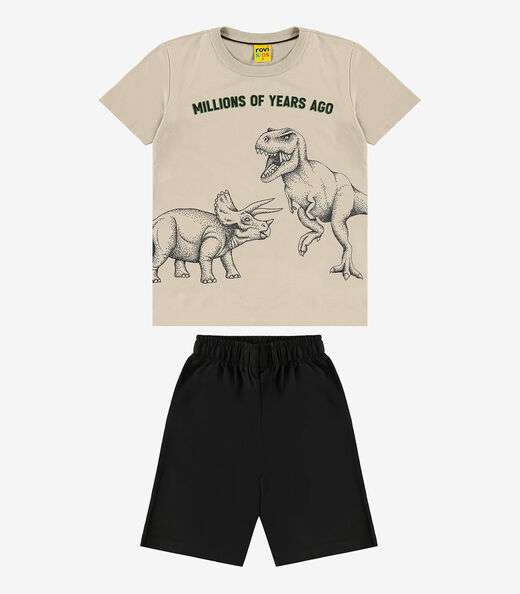Conjunto Infantil Camiseta Com Bermuda Rovi Kids Bege