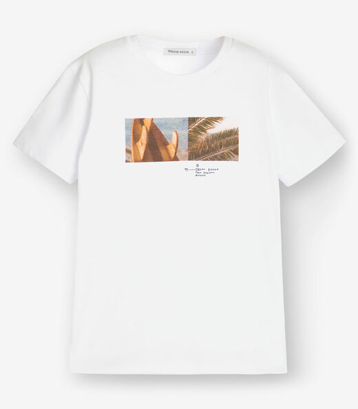 Camiseta Menino em Meia Malha Trick Nick Branco