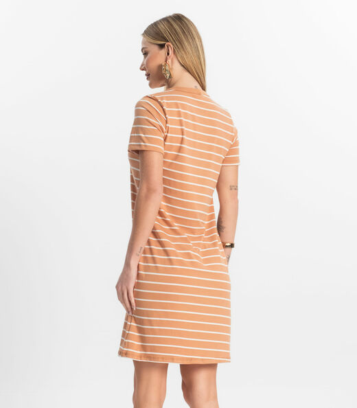 Vestido Feminino Listrado Rovitex Marrom