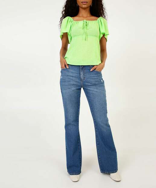 Blusa Feminina Chiffon Xadrez Manga Curta Marisa