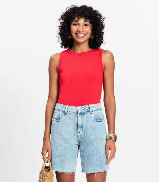 Regata Básica Feminina em Cotton Leve Rovitex Vermelho