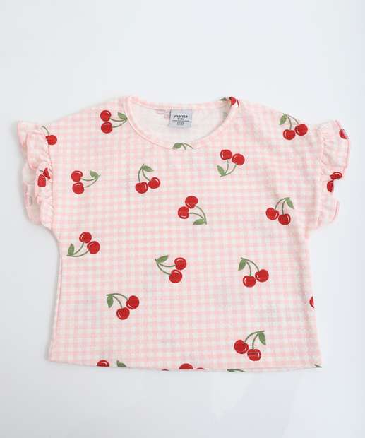 Image_Blusa Infantil Cereja Xadrez Marisa Tam 1 a 3 Rosa