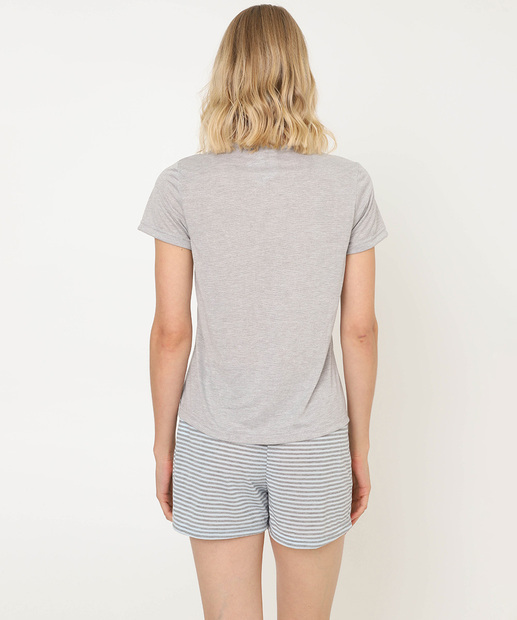 Pijama Feminino Estampa Gatos Marisa Cinza