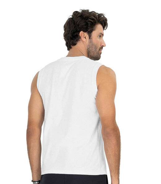 Regata Masculina Básico Meia Malha Diametro Branco