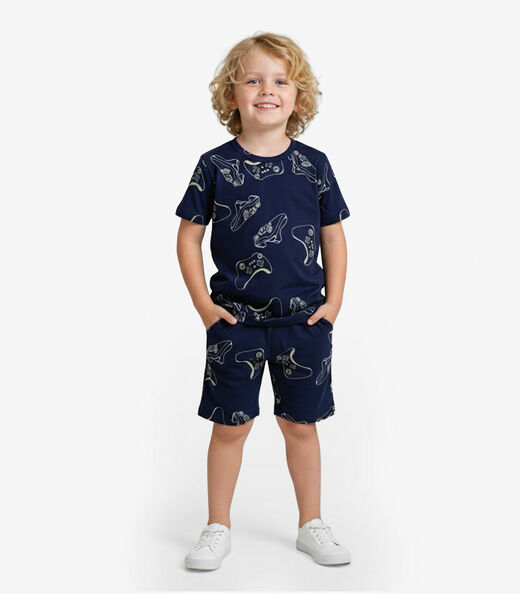 Pijama Infantil Camiseta e Bermuda Select Azul