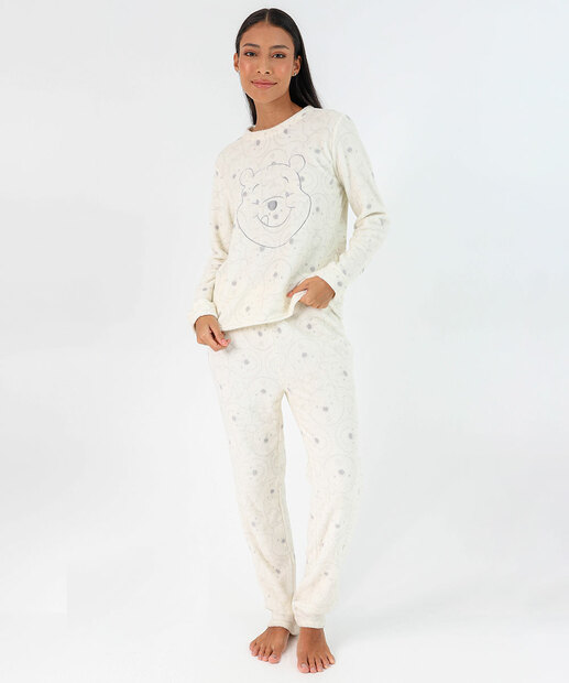 Image_Pijama Feminino Plush Ursinho Pooh Disney Off White