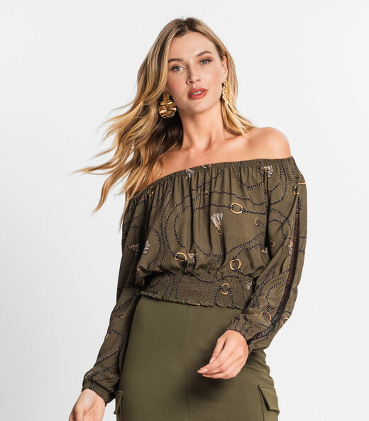 Blusa Feminina Ciganinha Manga Longa Endless Verde