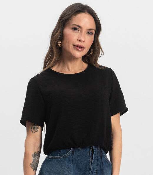 Blusa Feminina Manga Curta Infinita Cor Preto