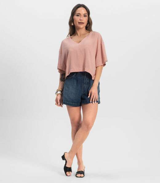 Blusa Feminina Tecido em Viscose Infinita Cor Rosa