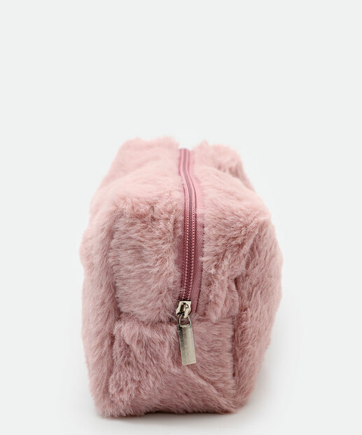 Necessaire Feminina Pelúcia Flor Marisa Rosa