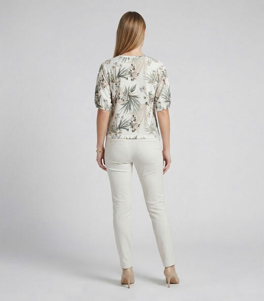 Blusa Feminina Manga Com Volume Punho Infinita Cor Bege