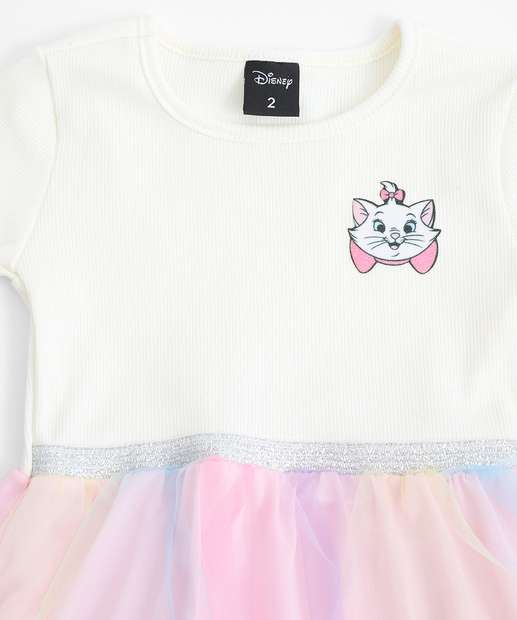 Vestido Infantil Tule Babado Marie Tam 1 a 3 Rosa