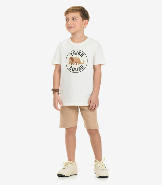 Conjunto Camiseta com Bermuda Menino Rovi Kids Bege
