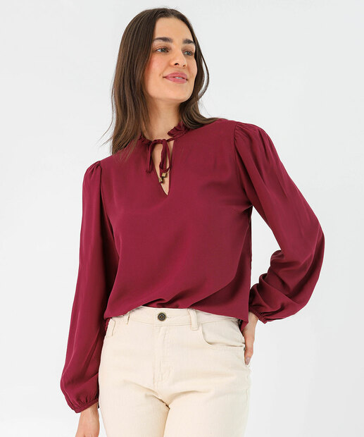 Image_Blusa Feminina Lisa Manga Longa Marisa Vinho