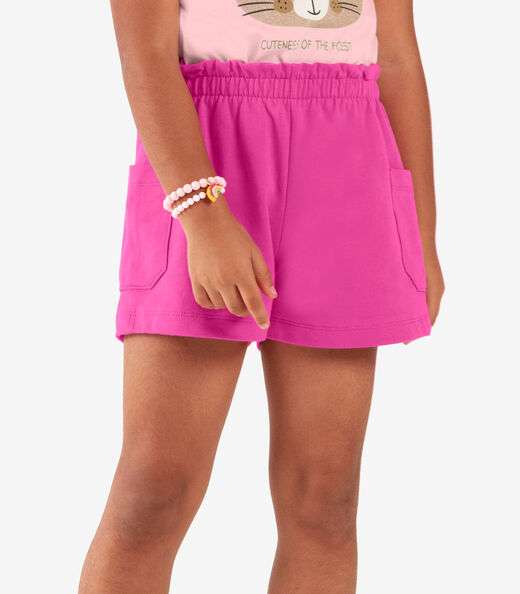 Shorts Infantil Moletinho Basic Rovi Kids Rosa