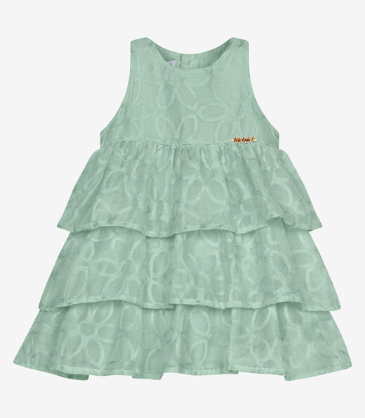 Vestido Menina Infantil Poly Bordado Trick Nick Verde