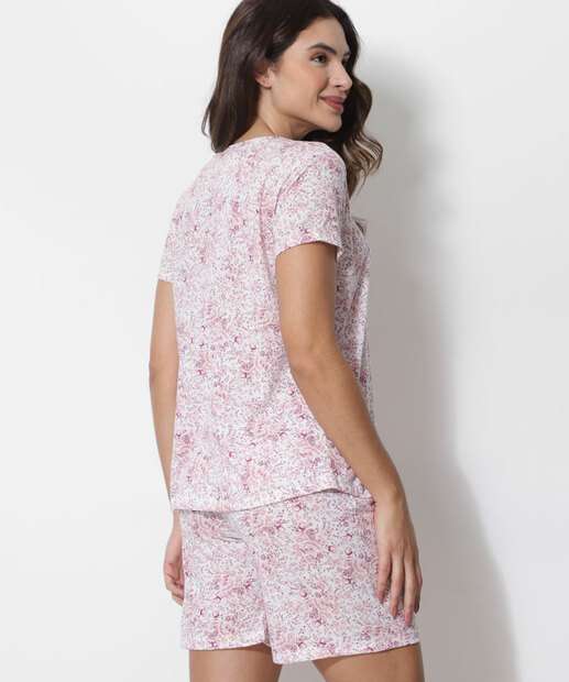 Pijama Feminino Floral Manga Curta Marisa  