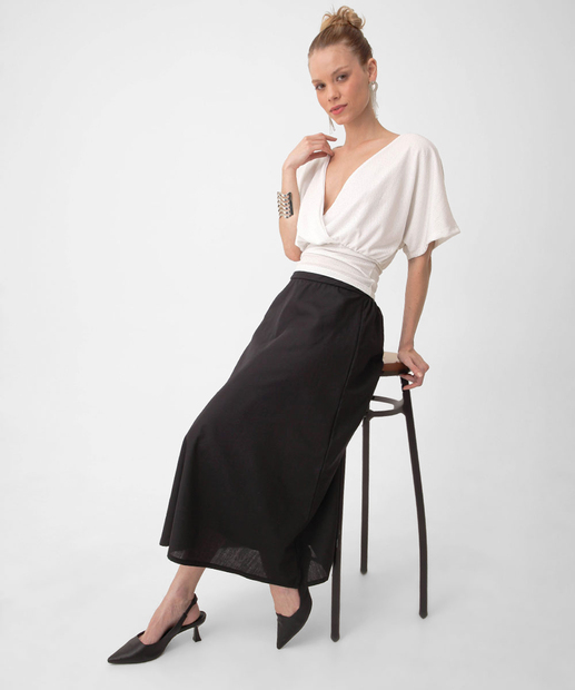 Blusa Feminina Transpassada Textura Brilho Lurex Marisa
