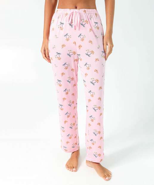 Calça Pijama Feminino Avulso Ursos Marisa Rosa