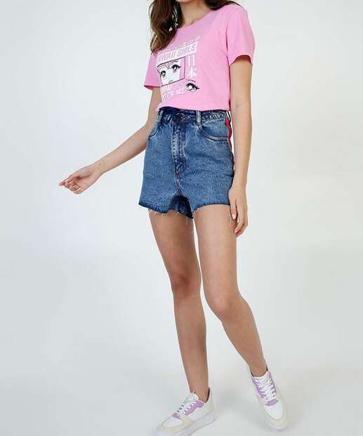 Blusa Feminina Estampa Anime Manga Curta Marisa