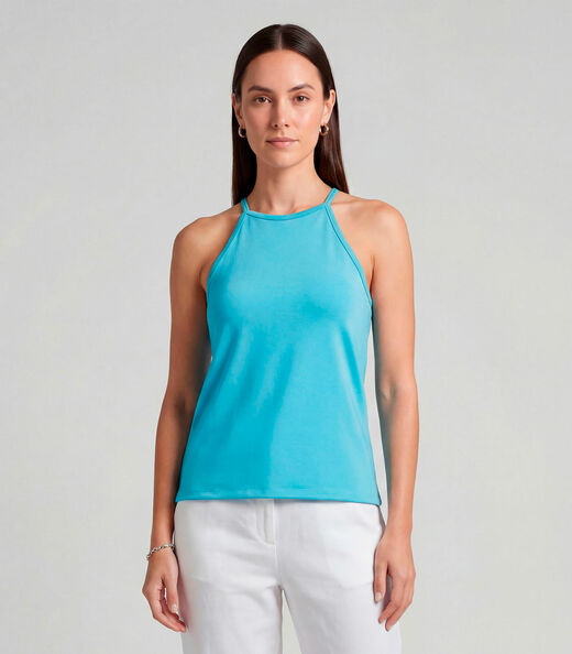 Blusa Feminina Com Cava Americana Infinita Cor Azul