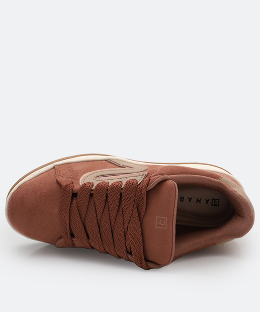 Tênis Feminino Casual Recortes Ramarim Marrom