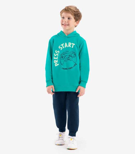 Conjunto Blusão Com Capuz E Calça Rovi Kids Verde